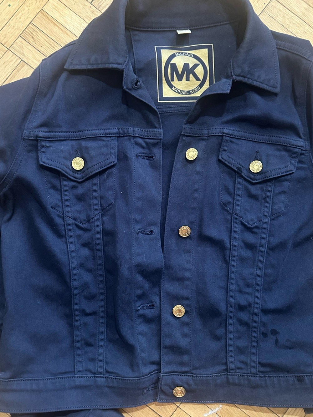 MICHAEL Michael Kors Navy Stretch Cotton Trucker Jacket S Very Good Condition